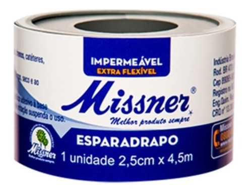 Esparadrapo Impermeável 2,5cm X 4,5m Branco Kit C/6 Missner